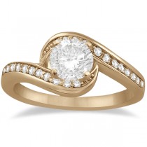 Pave Diamond Swirl Engagement Ring Setting 18k Rose Gold (0.24ct)