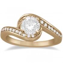 Pave Diamond Swirl Engagement Ring Bridal Set 14k Rose Gold (0.44ct)