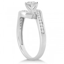 Pave Diamond Swirl Engagement Ring Bridal Set 14k White Gold (0.44ct)