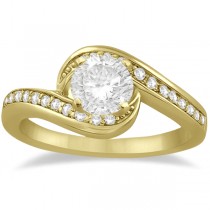 Pave Diamond Swirl Engagement Ring Bridal Set 18k Yellow Gold (0.44ct)