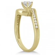 Pave Diamond Swirl Engagement Ring Bridal Set 18k Yellow Gold (0.44ct)
