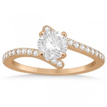 Diamond Accented Bypass Engagement Ring Setting 14K Rose Gold 0.26ct