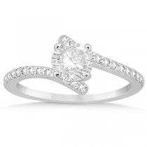 Diamond Accented Bypass Engagement Ring Setting 14K White Gold 0.26ct