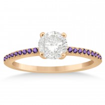 Amethyst Accented Engagement Ring Setting 14k Rose Gold 0.18ct