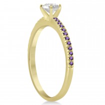Amethyst Accented Engagement Ring Setting 14k Yellow Gold 0.18ct