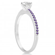 Amethyst Accented Engagement Ring Setting 18k White Gold 0.18ct