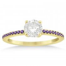 Amethyst Accented Engagement Ring Setting 18k Yellow Gold 0.18ct