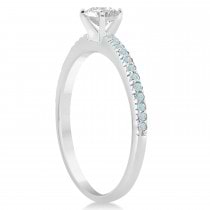Aquamarine Accented Engagement Ring Setting 14k White Gold 0.18ct
