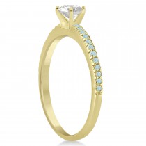 Aquamarine Accented Engagement Ring Setting 14k Yellow Gold 0.18ct