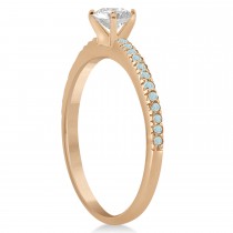 Aquamarine Accented Engagement Ring Setting 18k Rose Gold 0.18ct