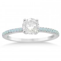 Aquamarine Accented Engagement Ring Setting Platinum 0.18ct