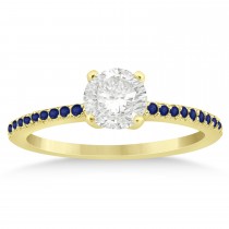 Blue Sapphire Accented Engagement Ring Setting 14k Yellow Gold 0.18ct