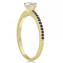 Blue Sapphire Accented Engagement Ring Setting 14k Yellow Gold 0.18ct