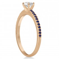 Blue Sapphire Accented Engagement Ring Setting 18k Rose Gold 0.18ct