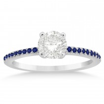 Blue Sapphire Accented Engagement Ring Setting 18k White Gold 0.18ct