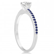 Blue Sapphire Accented Engagement Ring Setting 18k White Gold 0.18ct