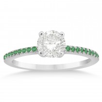 Emerald Accented Engagement Ring Setting 14k White Gold 0.18ct