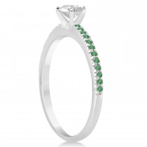 Emerald Accented Engagement Ring Setting 14k White Gold 0.18ct
