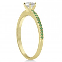Emerald Accented Engagement Ring Setting 14k Yellow Gold 0.18ct