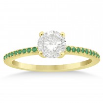 Emerald Accented Engagement Ring Setting 18k Yellow Gold 0.18ct