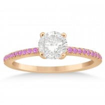 Pink Sapphire Accented Engagement Ring Setting 14k Rose Gold 0.18ct