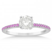 Pink Sapphire Accented Engagement Ring Setting 14k White Gold 0.18ct