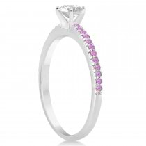 Pink Sapphire Accented Engagement Ring Setting 18k White Gold 0.18ct