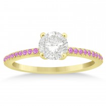 Pink Sapphire Accented Engagement Ring Setting 18k Yellow Gold 0.18ct