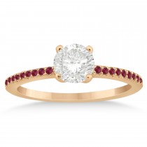 Ruby Accented Engagement Ring Setting 14k Rose Gold 0.18ct