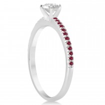 Ruby Accented Engagement Ring Setting 14k White Gold 0.18ct