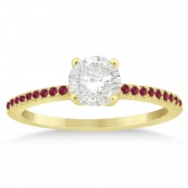 Ruby Accented Engagement Ring Setting 14k Yellow Gold 0.18ct