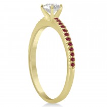 Ruby Accented Engagement Ring Setting 14k Yellow Gold 0.18ct