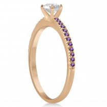 Amethyst Accented Bridal Set Setting 14k Rose Gold 0.39ct