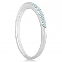 Aquamarine Accented Bridal Set Setting 14k White Gold 0.39ct