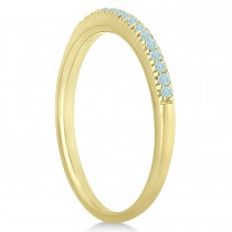 Aquamarine Accented Bridal Set Setting 18k Yellow Gold 0.39ct