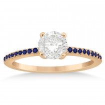 Blue Sapphire Accented Bridal Set Setting 18k Rose Gold 0.39ct