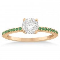 Emerald Accented Bridal Set Setting 18k Rose Gold 0.39ct