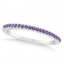 Amethyst Accented Wedding Band 14k White Gold (0.21ct)