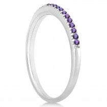 Amethyst Accented Wedding Band 18k White Gold 0.21ct
