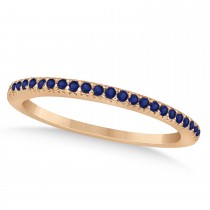Blue Sapphire Accented Wedding Band 14k Rose Gold 0.21ct