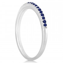 Blue Sapphire Accented Wedding Band 14k White Gold 0.21ct