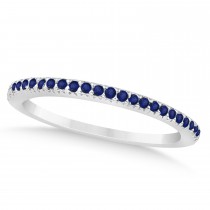Blue Sapphire Accented Wedding Band 18k White Gold 0.21ct