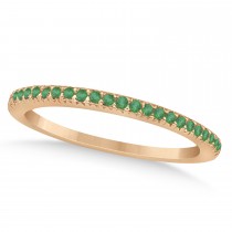 Emerald Accented Wedding Band 14k Rose Gold 0.21ct
