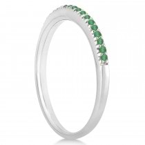 Emerald Accented Wedding Band 14k White Gold 0.21ct