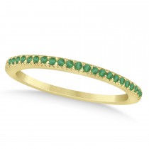 Emerald Accented Wedding Band 14k Yellow Gold 0.21ct