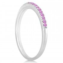 Pink Sapphire Accented Wedding Band 14k White Gold 0.21ct
