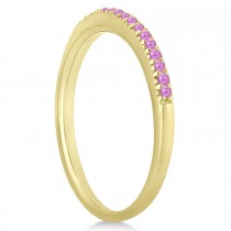 Pink Sapphire Accented Wedding Band 14k Yellow Gold 0.21ct