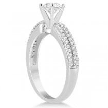 Triple Row Micro Pave Diamond Engagement Ring 14K White Gold (0.37ct)