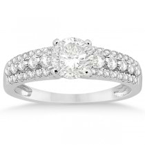 Three-Row Prong-Set Diamond Engagement Ring 14k White Gold (0.37ct)
