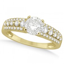 Three-Row Prong-Set Diamond Engagement Ring 18k Yellow Gold (0.37ct)
